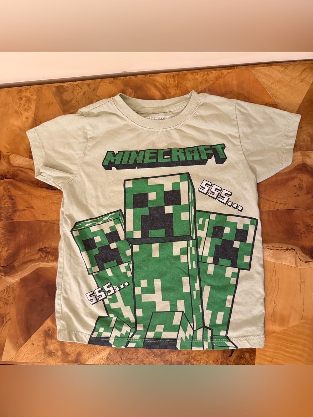 Minecraft Creeper T-Shirt Boys Size XS Green Yellow